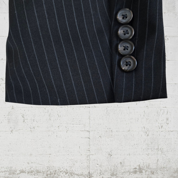 Y2K Lauren Ralph Lauren Black Pinstripe Single Breasted Wool Suit Jacket Size 48 - Picture 4 of 16